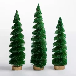 Christmas Decorations>Kirklands Home Swirl Bottle Brush Christmas Trees, Set of 3 Green