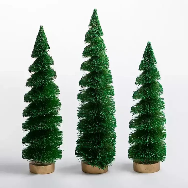 Christmas Decorations>Kirklands Home Swirl Bottle Brush Christmas Trees, Set of 3 Green