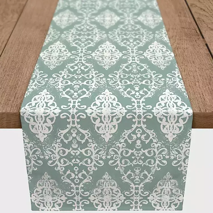 Kirklands Home Symmetrical Vines Table Runner Green Sale