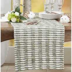 Kirklands Home Green Tea Woven Stripe Table Runner, 54 in. New