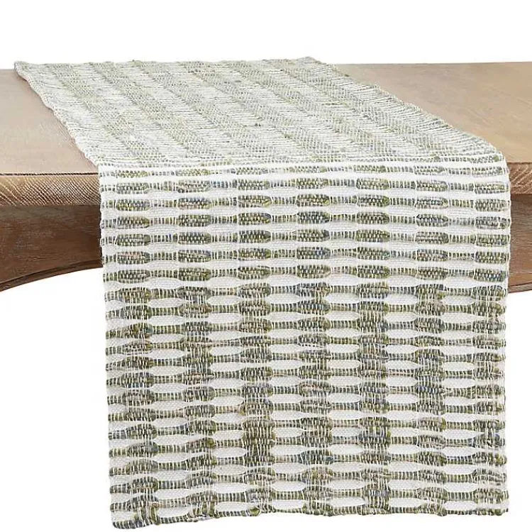 Kirklands Home Green Tea Woven Stripe Table Runner, 90 in. Outlet