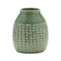 Vases>Kirklands Home Terracotta Dotted Vase, 9 in. Green