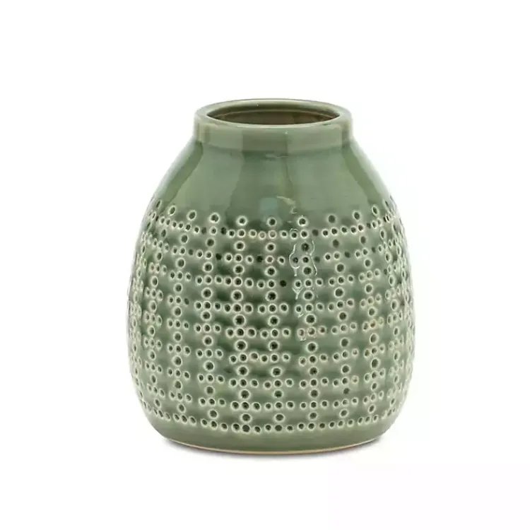 Vases>Kirklands Home Terracotta Dotted Vase, 7 in. Green