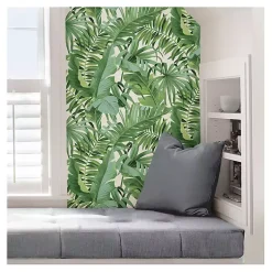 Kirklands Home Tropical Leaves Peel & Stick Wallpaper Green Best