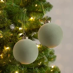 Christmas Ornaments>Kirklands Home Velvet Ball 2-pc. Ornament Set, 4 in. Green