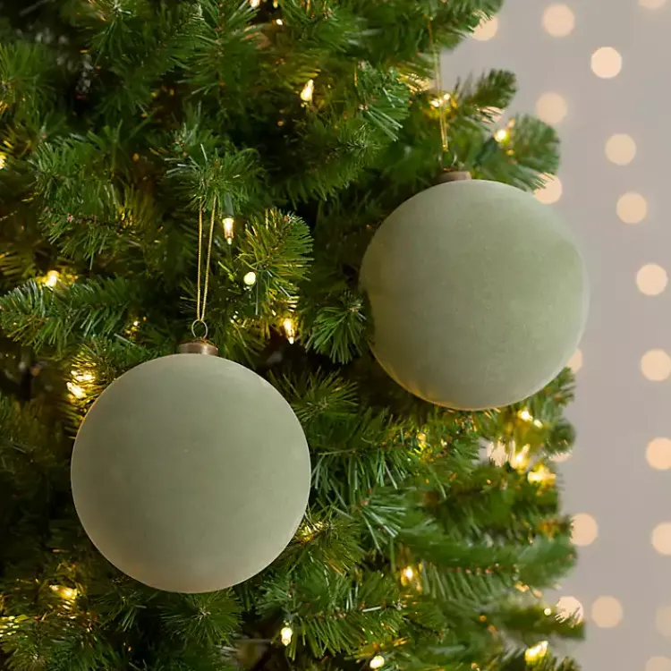 Christmas Ornaments>Kirklands Home Velvet Ball 2-pc. Ornament Set, 6 in. Green