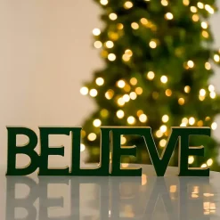 Christmas Decorations>Kirklands Home Velvet Believe Tabletop Sign Green