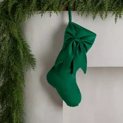 Christmas Stockings & Stocking Holders>Kirklands Home Velvet Bow Christmas Stocking Green