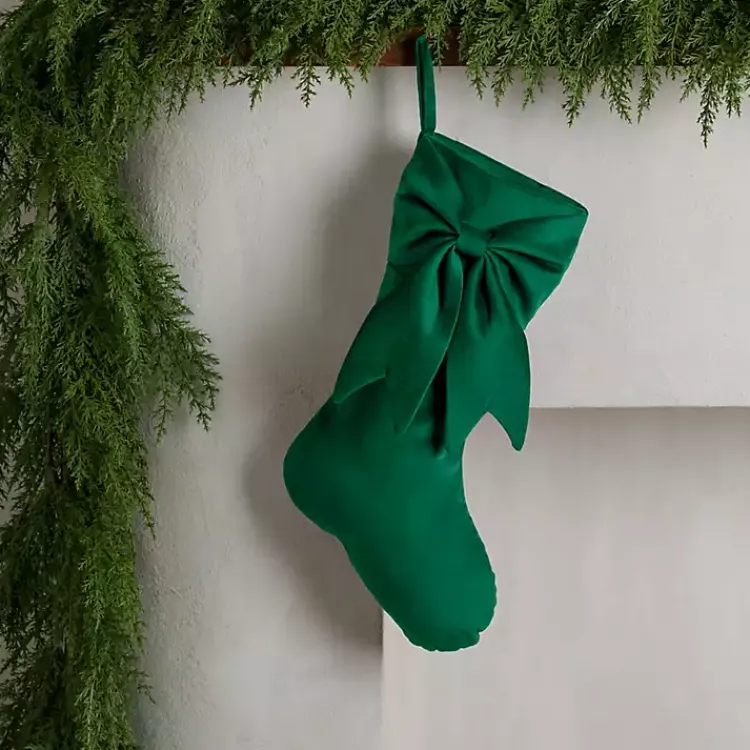 Christmas Stockings & Stocking Holders>Kirklands Home Velvet Bow Christmas Stocking Green