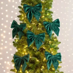 Christmas Ornaments>Kirklands Home Velvet Bow 6-pc. Ornament Set, 8 in. Green