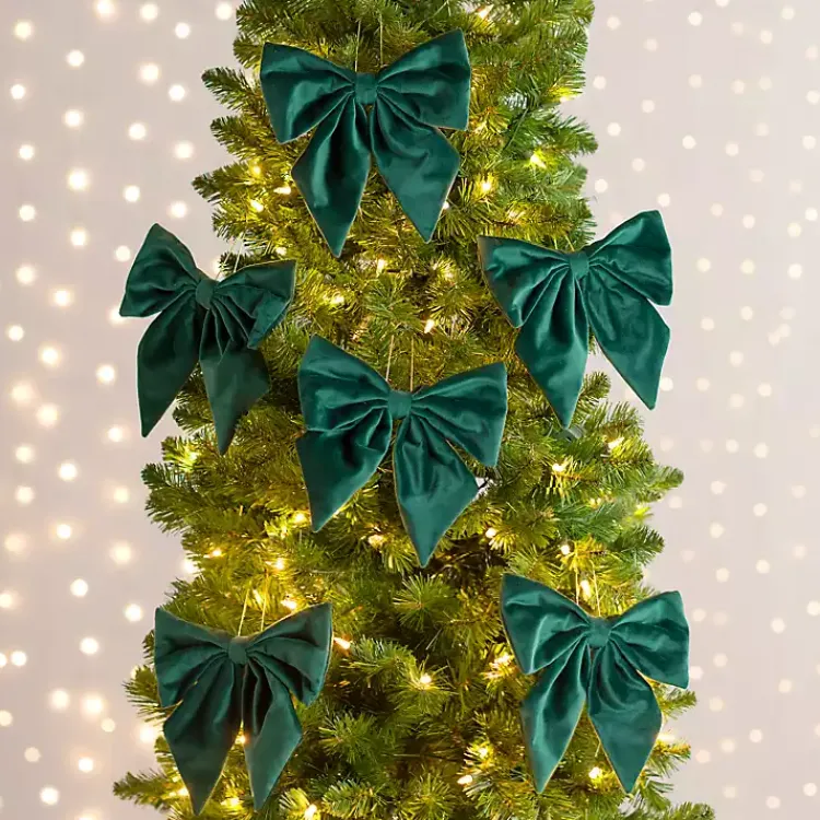 Christmas Ornaments>Kirklands Home Velvet Bow 6-pc. Ornament Set, 8 in. Green