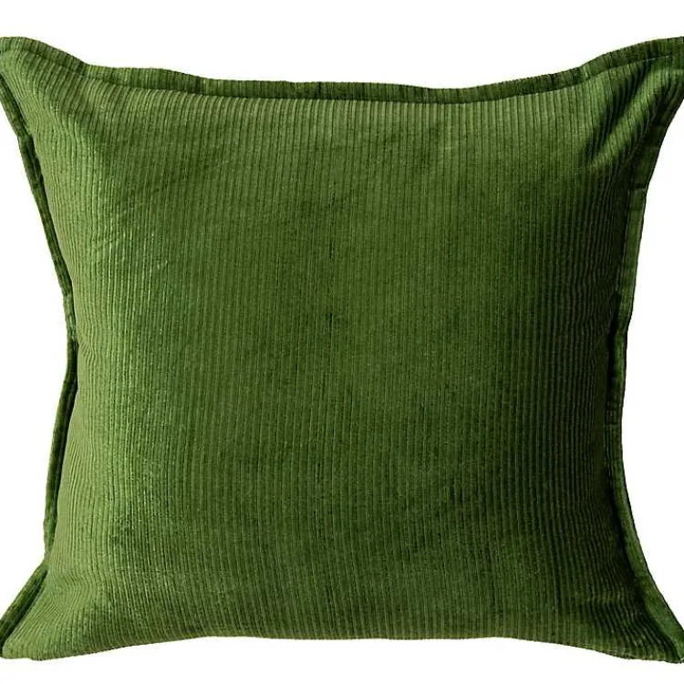Pillows>Kirklands Home Velvet Corduroy Flange Throw Pillow Green
