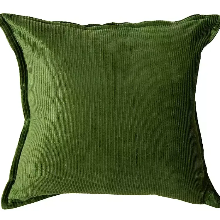 Pillows>Kirklands Home Velvet Corduroy Flange Throw Pillow Green