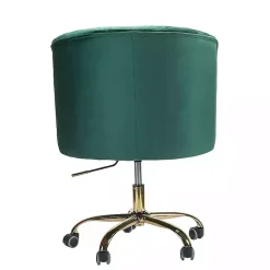 Kirklands Home Velvet Tufted Golden Leg Swivel Office Chair Green New