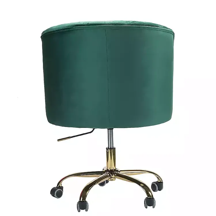 Kirklands Home Velvet Tufted Golden Leg Swivel Office Chair Green New