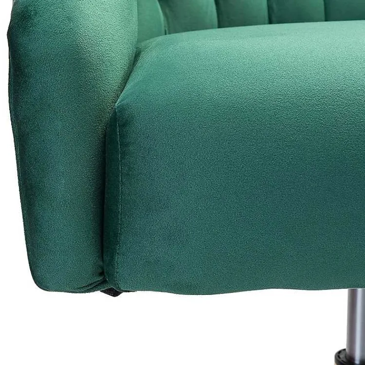 Kirklands Home Velvet Tufted Golden Leg Swivel Office Chair Green New