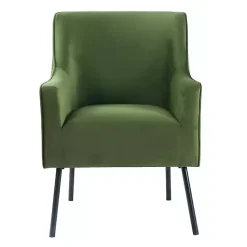 Kirklands Home Velvet Upholstered Black Legs Accent Chair Green Hot