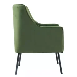 Kirklands Home Velvet Upholstered Black Legs Accent Chair Green Hot