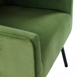Kirklands Home Velvet Upholstered Black Legs Accent Chair Green Hot