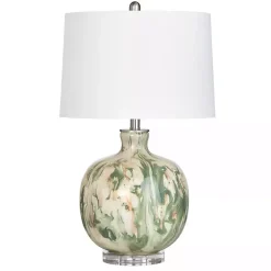 Kirklands Home Green Waverly Glass Table Lamp White Best