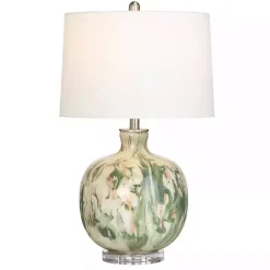 Kirklands Home Green Waverly Glass Table Lamp White Best