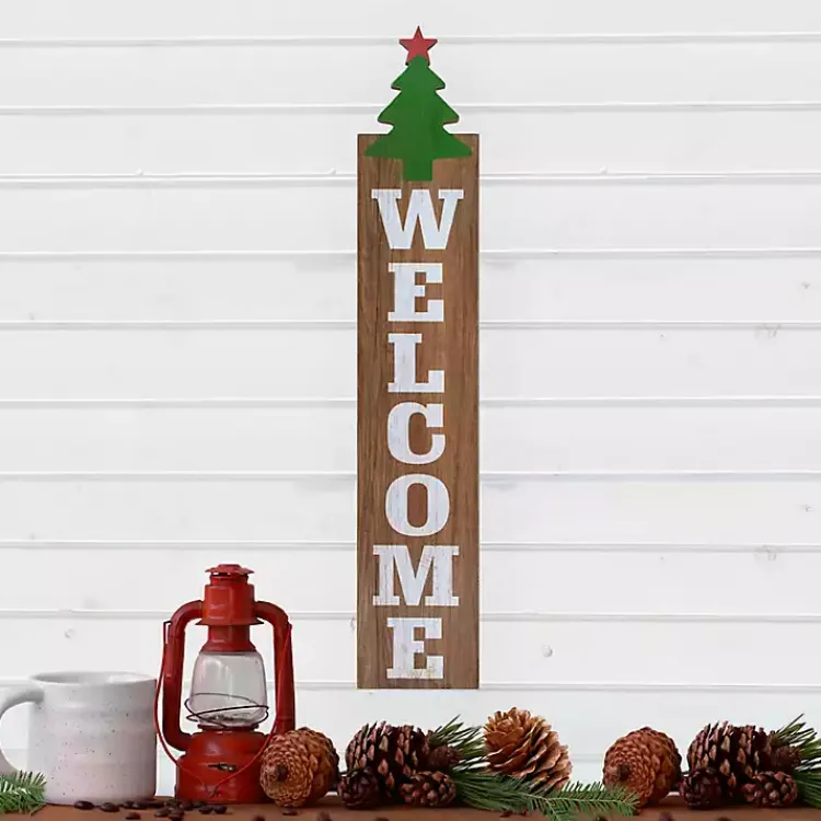 Outdoor Christmas Decorations>Kirklands Home Green Welcome Christmas Tree Wall Decoration