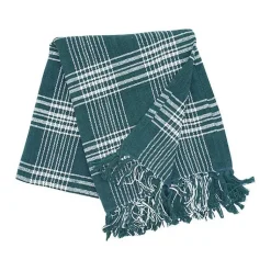 Blankets & Throws>Kirklands Home White Plaid Christmas Throw Blanket Green