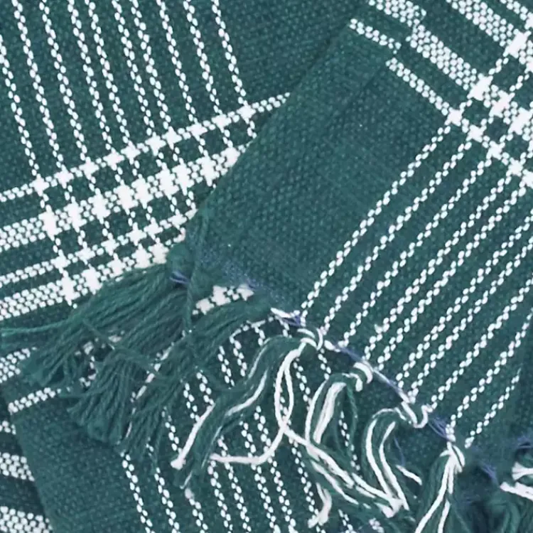 Blankets & Throws>Kirklands Home White Plaid Christmas Throw Blanket Green