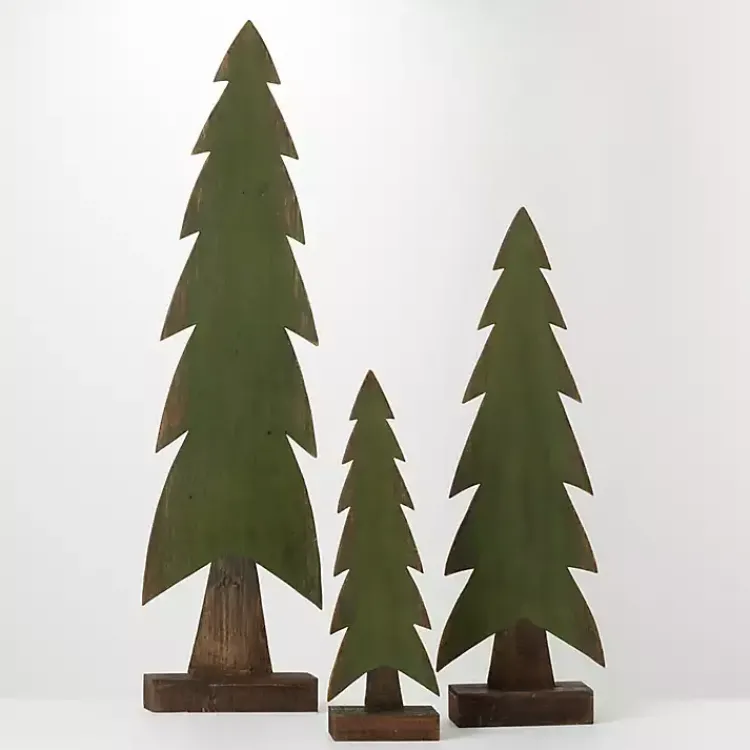 Christmas Decorations>Kirklands Home Wood Christmas Tree Statues, Set of 3 Green