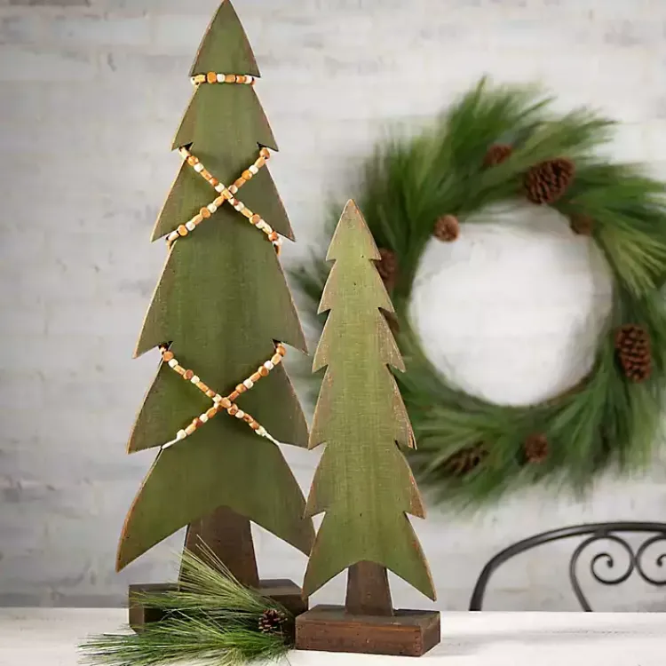Christmas Decorations>Kirklands Home Wood Christmas Tree Statues, Set of 3 Green