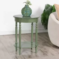 Kirklands Home Wood Oval Emily Accent Table Green Clearance