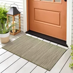 Kirklands Home Woven Lines Indoor/Outdoor Accent Rug, 2x3 Green New