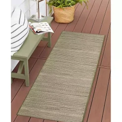 Kirklands Home Woven Lines Indoor/Outdoor Runner, 1x4 Green Outlet