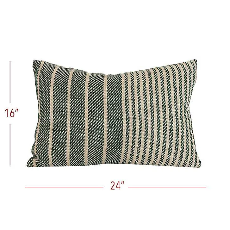 Pillows>Kirklands Home Green Woven Stripe Indoor/Outdoor Pillow