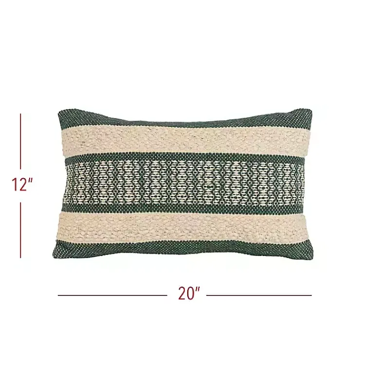 Pillows>Kirklands Home Green Woven Stripe Lumbar Pillow