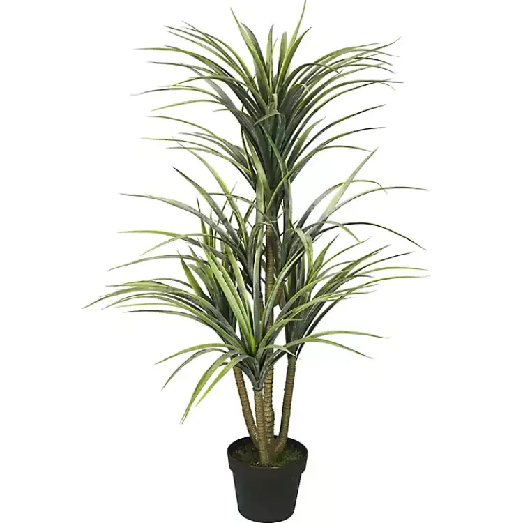 Trees & Topiaries>Kirklands Home Green Yucca Tree in Black Planter