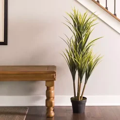Trees & Topiaries>Kirklands Home Green Yucca Tree in Black Planter