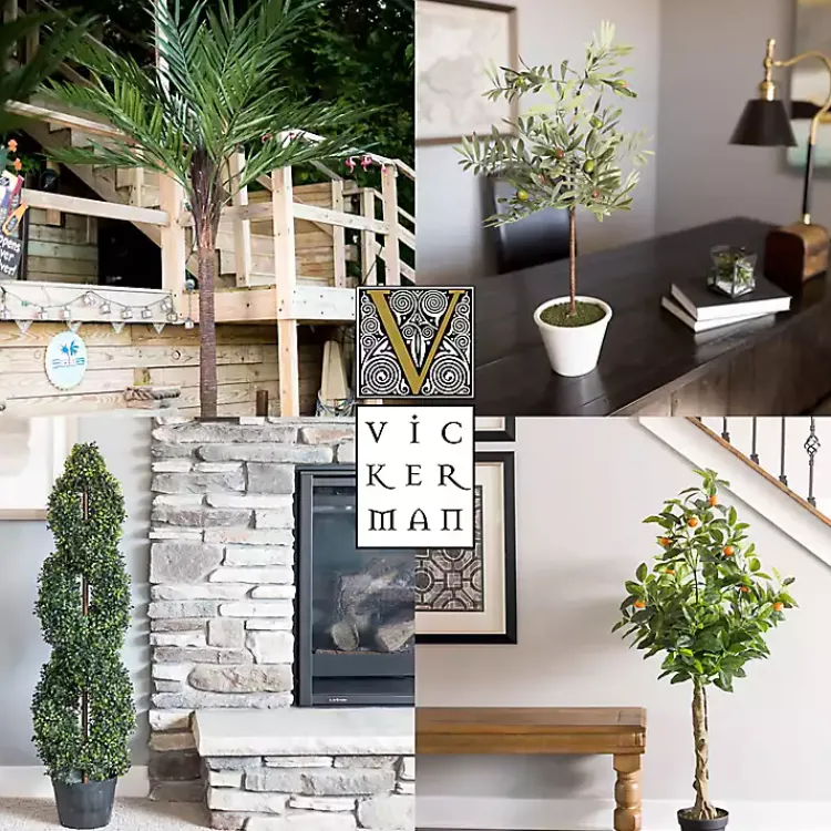 Trees & Topiaries>Kirklands Home Green Yucca Tree in Black Planter