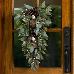 Christmas Wreaths>Kirklands Home ery and Bells Teardrop Swag Green