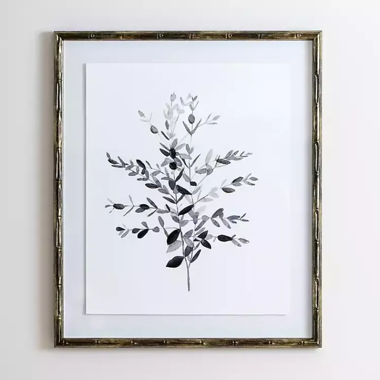 Kirklands Home Greige Leaves II Bamboo Frame Art Print