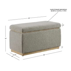 Kirklands Home Greige Sherpa & Pine Rectangle Storage Ottoman Discount