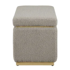 Kirklands Home Greige Sherpa & Pine Rectangle Storage Ottoman Discount