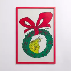 Christmas Art & Wall Decor>Kirklands Home Grinch Looking Through Wreath Framed Art Print