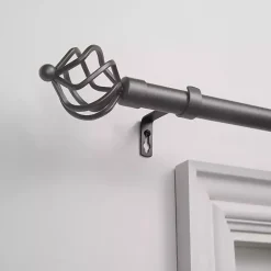 Kirklands Home Gunmetal Adjustable Torch Curtain Rod, 120 in. Gray New