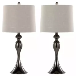 Kirklands Home Gunmetal Ashland Table Lamps, Set of 2 Silver Sale