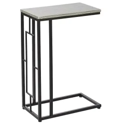 Kirklands Home Gunmetal Black Geometric Metal C-Table Brown Hot