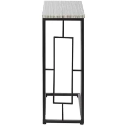 Kirklands Home Gunmetal Black Geometric Metal C-Table Brown Hot