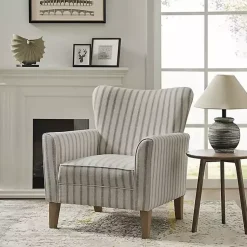 Kirklands Home Gustaf Gray Striped Armchair Best