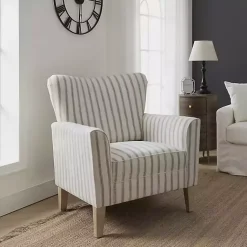 Kirklands Home Gustaf Gray Striped Armchair Best