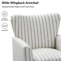 Kirklands Home Gustaf Gray Striped Armchair Best